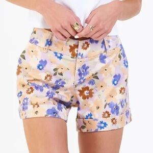 Dear John Anthropologie Floral Hampton Shorts Size XL Spring Bloomcore Lavender
